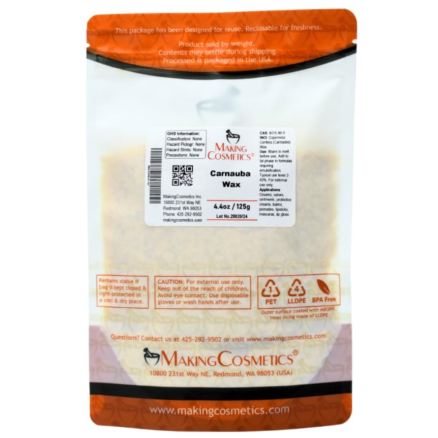 Carnauba Wax - 4.4oz /125g - Skin & Hair Care Ingredients - MakingCosmetics