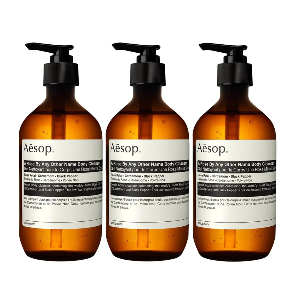 Aesop A Rose By Any Other Name Body Cleanser | Gentle Body Cleanser with Rose Petal Oil & Skin-Softening Botanicals | 16.9 oz / 500mL (Pack of 3)