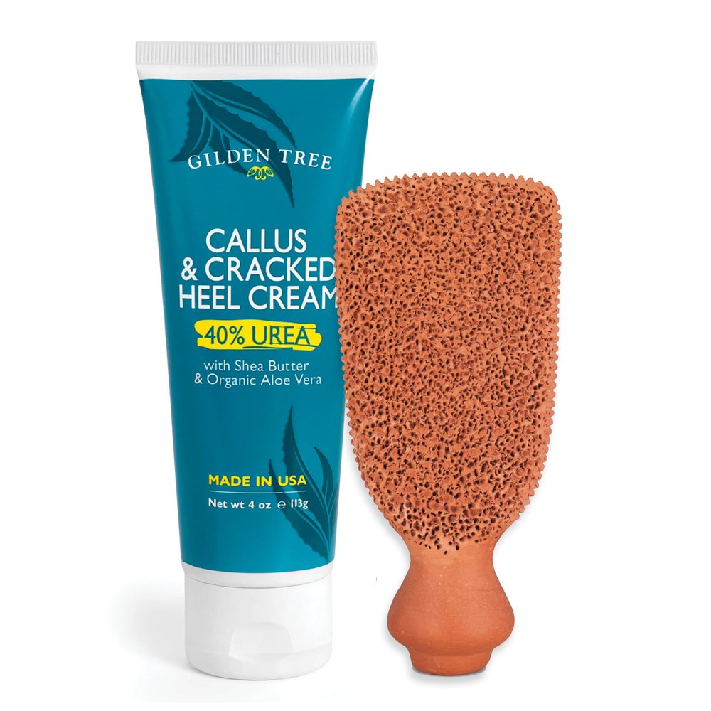Foot Scrubber + Callus & Cracked Heel Cream with 40% Urea, Aloe, Shea Butter Bundle