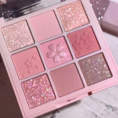 ALLUREMOUR Lucky Cherry Blossom Nine-Color Eyeshadow Pearlescent Fine Sparkle Spring Limited Pink Pure Delicate Eyeshadow Disc