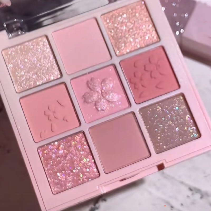ALLUREMOUR Lucky Cherry Blossom Nine-Color Eyeshadow Pearlescent Fine Sparkle Spring Limited Pink Pure Delicate Eyeshadow Disc
