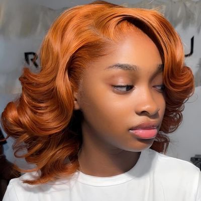 10 Inch Ginger Wig Human Hair Body Wave Lace Front Wigs 13x6 Hd Body Wave Lace Front Wig 200 Density Curly Wig Pre Plucked Baby Hair & Tangle Free, Natural Look for Daily Use