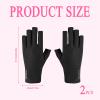2 Pairs Fingerless UV Gloves for Gel Manicures Salon, Professional Women Nail Gloves UV Light Sun Protection Nail Tech Home Use DIY Art Lamp Outdoor Driving Cycling (Black) view 2