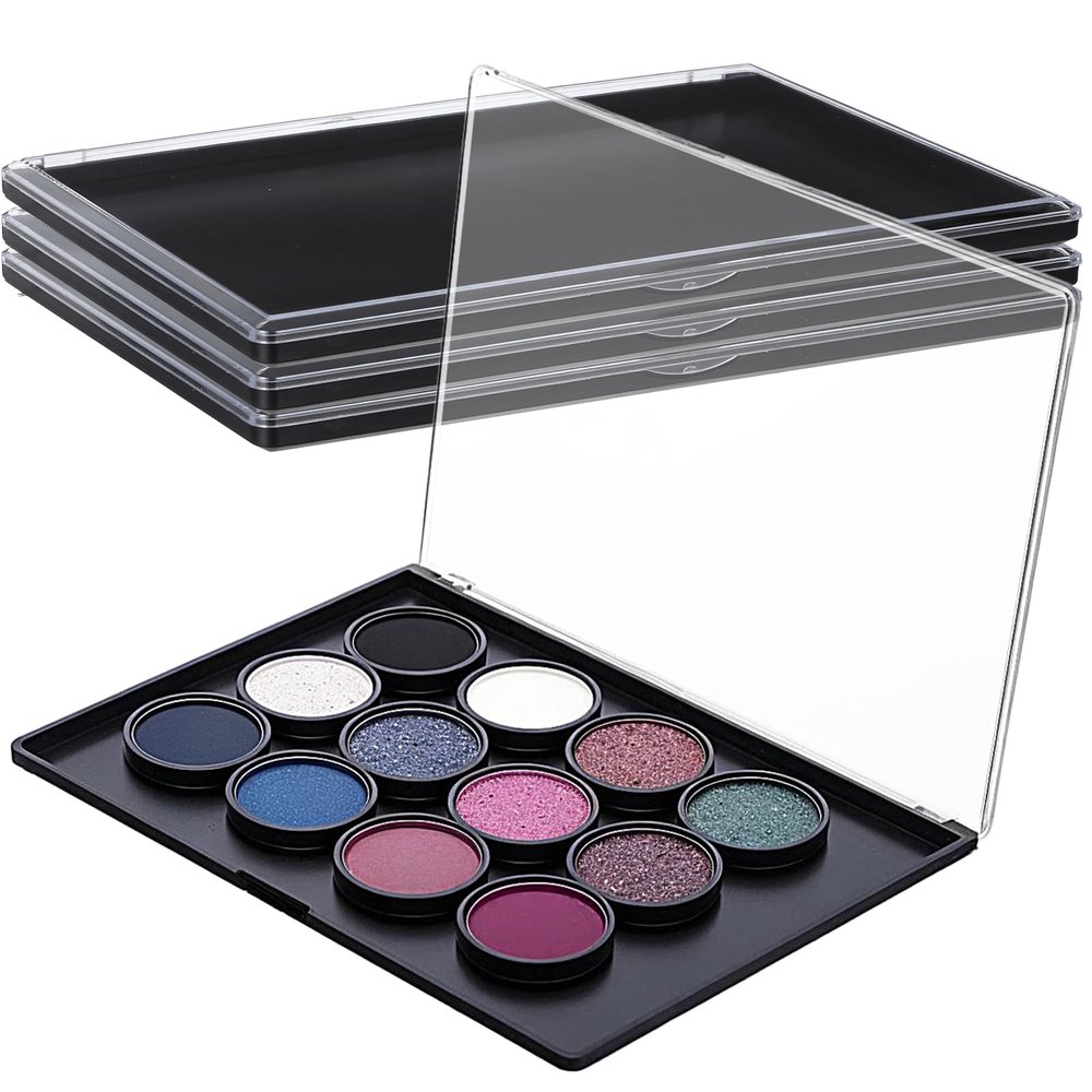 4 Pack Small Magnetic Makeup Palette with Clear Top, Empty Eyeshadow Pan Dispensing Storage Box for DIY Cosmetics Lipstick Blush Powder - 7.7"X4.3"