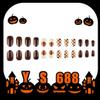 24Pcs Fall Thanksgiving Press on Nails Short Rounded Cute Pumpkin Fake Nails with Designs Brown Reusable Acrylic Nails for women Autumn Nail Art Supplies view 3