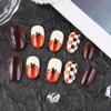 24Pcs Fall Thanksgiving Press on Nails Short Rounded Cute Pumpkin Fake Nails with Designs Brown Reusable Acrylic Nails for women Autumn Nail Art Supplies view 4