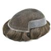 Hair Wonders Men Hair Systems Real Human Hair Swiss Lace Toupee Hairpiece for Men Replacement System Bleached Knot protesis capilar #510#5 Medium Light Brown+10% Grey 8X10 80% Light Density view 3