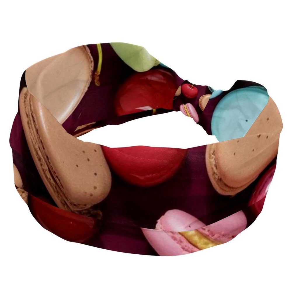 1 Pack Colorful Art Desserts Elastic Soft Fabric Non-Slip Women's Fashion Headbands - Soft, Wide, and Stylish for All Occasions