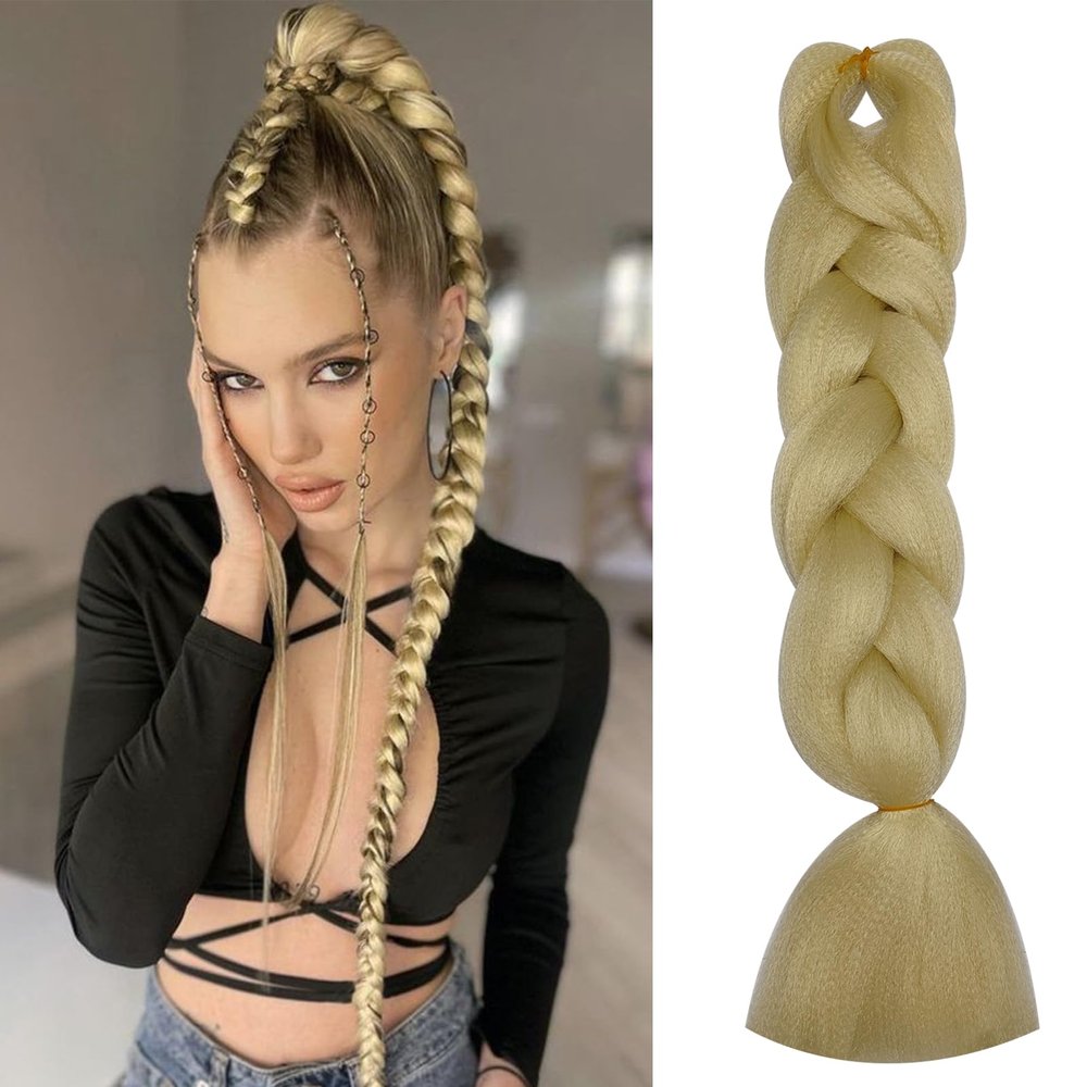 Herina 613# Blonde Braiding Hair 1 Pack For Braids Jumbo Fake Braid Hair Extensions For Dutch Braid Or Mix Color Fake Hair Braids(1pc/pack)