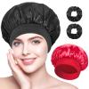 Q&J Fabric Co. Extra Large Satin Bonnet 2Pcs Hair Cap Single-layer Bonnet for Sleeping, Jumbo Silk Sleep Cap for Women Braids Curly Hair Locs (Black,Burgundy view 1