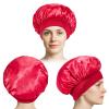 Q&J Fabric Co. Extra Large Satin Bonnet 2Pcs Hair Cap Single-layer Bonnet for Sleeping, Jumbo Silk Sleep Cap for Women Braids Curly Hair Locs (Black,Burgundy view 2