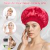 Q&J Fabric Co. Extra Large Satin Bonnet 2Pcs Hair Cap Single-layer Bonnet for Sleeping, Jumbo Silk Sleep Cap for Women Braids Curly Hair Locs (Black,Burgundy view 4