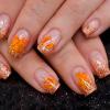 24Pcs Glitter Thanksgiving Press on Nails Orange Glitter Short Square Fake Nails with Glue Maple Leaf Glue on Nails Reusable Full Cover Acrylic Nails for Women Autumn Nail Art Supplies view 1
