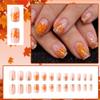 24Pcs Glitter Thanksgiving Press on Nails Orange Glitter Short Square Fake Nails with Glue Maple Leaf Glue on Nails Reusable Full Cover Acrylic Nails for Women Autumn Nail Art Supplies view 2