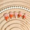 24Pcs Glitter Thanksgiving Press on Nails Orange Glitter Short Square Fake Nails with Glue Maple Leaf Glue on Nails Reusable Full Cover Acrylic Nails for Women Autumn Nail Art Supplies view 3