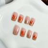 24Pcs Glitter Thanksgiving Press on Nails Orange Glitter Short Square Fake Nails with Glue Maple Leaf Glue on Nails Reusable Full Cover Acrylic Nails for Women Autumn Nail Art Supplies view 4