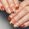 24Pcs Halloween Press on Nails Short Square Orange Glitter Fake Nails with Glue Pumpkin Flower Ghost Glue on Nails Reusable Full Cover Acrylic Nails for Women Autumn Nail Art Supplies view 1