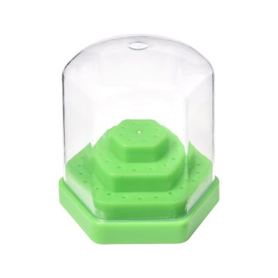 siyuwuro Round 48 Holes Nail Drill Bit Holder Box Dustproof Nail Drill Bit Display Stand Organizer Box Manicure Drill Bits Nail Art Storage Tool (Green)