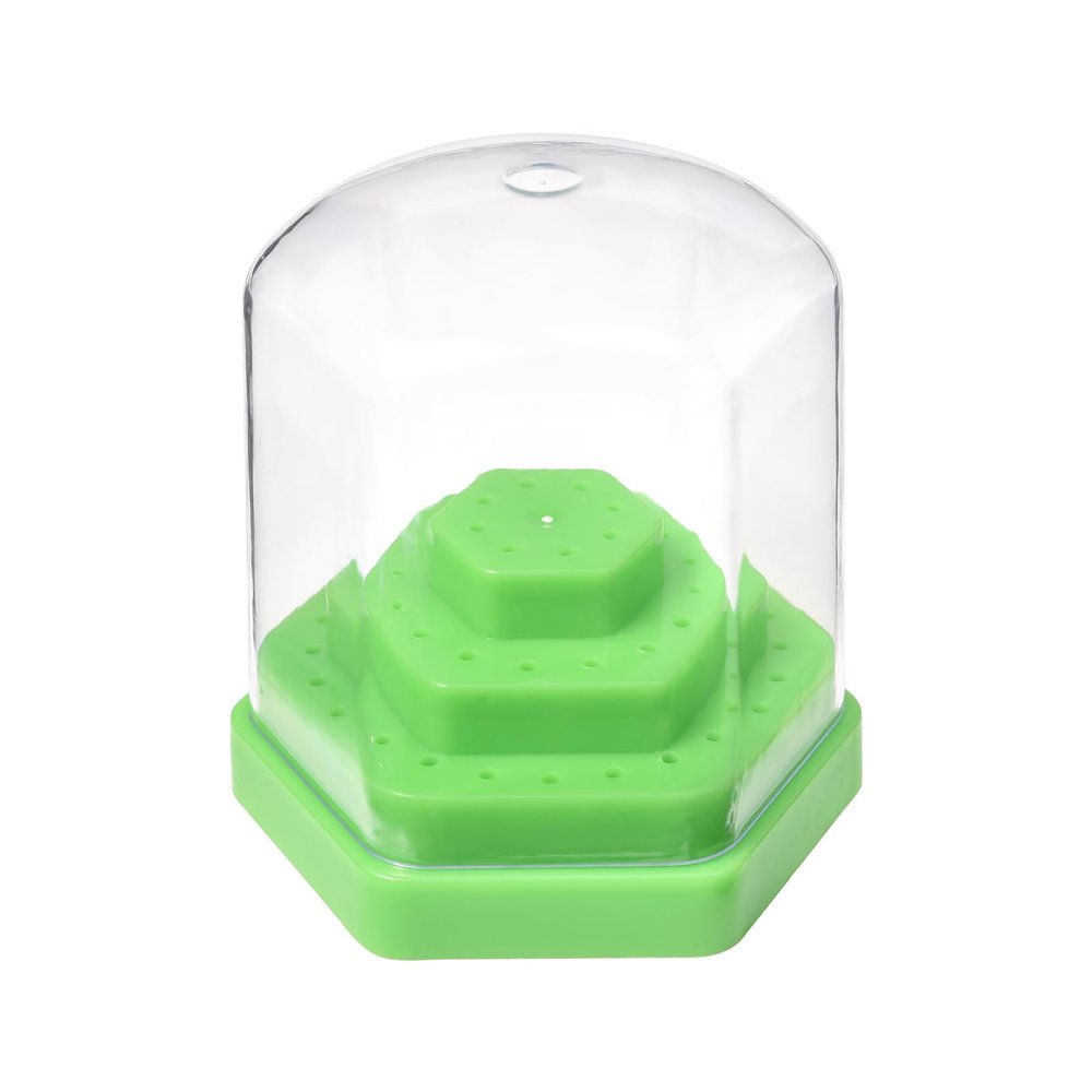 siyuwuro Round 48 Holes Nail Drill Bit Holder Box Dustproof Nail Drill Bit Display Stand Organizer Box Manicure Drill Bits Nail Art Storage Tool (Green)