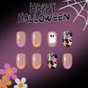 24Pcs Halloween Flower Fake Nails White Spider Web Press Nails Short Almond Type Cute Ghost Pattern Stick on Nails Full Cover Acrylic Nails for Women Holiday Atmosphere Nail Art Supplies view 3