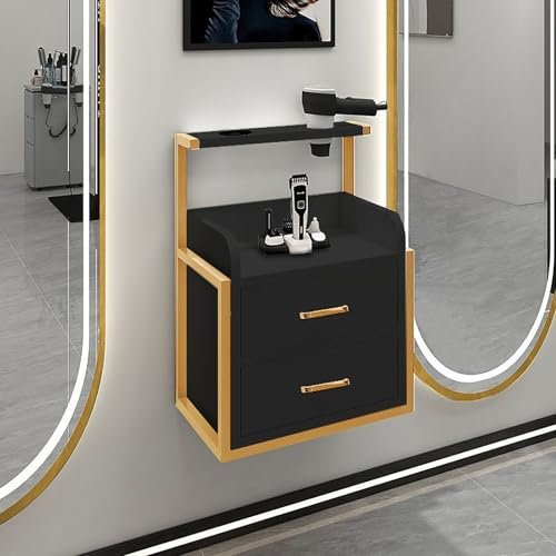 Hanging Wall Cabinet for Hair Salon & Barber Shop, Multifunctional Tool Storage Shelf, Stylish Hair Salon Organizer, Natural Wood Finish, Essential Beauty Shop Furniture