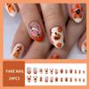 24Pcs Halloween Press on Nails French Tip Short Almond Fake Nails Cute Pumpkin Flower Ghost Stick on Nails Full Cover Acrylic Nails for Women Manicure Halloween Nails Decoration view 2