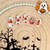24Pcs Halloween Press on Nails French Tip Short Almond Fake Nails Cute Pumpkin Flower Ghost Stick on Nails Full Cover Acrylic Nails for Women Manicure Halloween Nails Decoration view 4