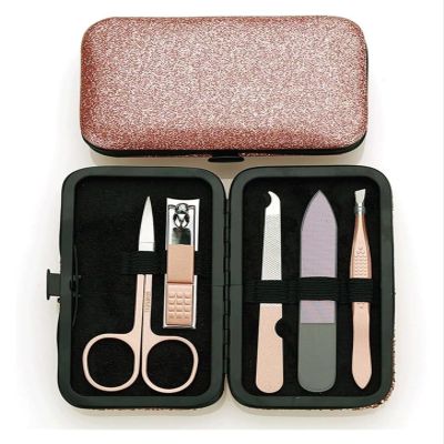 Manicure Set, Manicure Pedicure Set, 5-piece Nail Clipper Set, Stainless Steel Manicure And Beauty Tool(Light red)