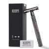 Double Edge Safety Razor for Men with 10 Blades, Butterfly Open Design for Close Shave - Eco-Friendly Metal Razor, Premium Gift for Dad, Husband - Modern Shaving Kit - Gloss Black view 1