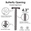 Double Edge Safety Razor for Men with 10 Blades, Butterfly Open Design for Close Shave - Eco-Friendly Metal Razor, Premium Gift for Dad, Husband - Modern Shaving Kit - Gloss Black view 3