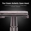 Double Edge Safety Razor for Men with 10 Blades, Butterfly Open Design for Close Shave - Eco-Friendly Metal Razor, Premium Gift for Dad, Husband - Modern Shaving Kit - Gloss Black view 4