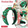 2 Pcs Christmas Headband for Women Pearl Knotted Headband Red Green Pearl Rhinestone Crystal Jeweled Hairbands Fashion Ladies Hair Band Hair Hoop Accessories Holiday Outfits Headpiece (Green) view 2