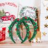 2 Pcs Christmas Headband for Women Pearl Knotted Headband Red Green Pearl Rhinestone Crystal Jeweled Hairbands Fashion Ladies Hair Band Hair Hoop Accessories Holiday Outfits Headpiece (Green) view 3