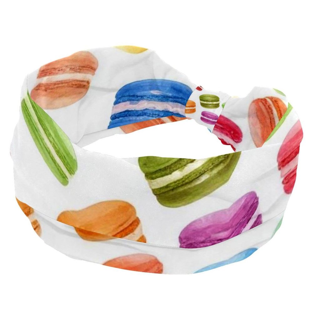 1 Pack Colorful Art Desserts Elastic Soft Fabric Non-Slip Women's Fashion Headbands - Soft, Wide, and Stylish for All Occasions