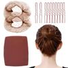 100Pcs Hair Net and Pin Set - 50Pcs 20" Invisible Mesh Hair Nets and 50Pcs U Shaped Bobby Pins for Dance, Food Service, Styling (Tan Brown) view 1