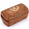 OXYEFEI Personalized Toiletry Bag for Men,Personalized Gifts for Men,Engraved Initial PU Leather Mens Toiletry Travel Shaving Travel Essentials Toiletries Bag for Him Birthday (K, Light Brown) view 1