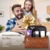 OXYEFEI Personalized Toiletry Bag for Men,Personalized Gifts for Men,Engraved Initial PU Leather Mens Toiletry Travel Shaving Travel Essentials Toiletries Bag for Him Birthday (K, Light Brown) view 2