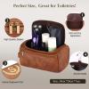 OXYEFEI Personalized Toiletry Bag for Men,Personalized Gifts for Men,Engraved Initial PU Leather Mens Toiletry Travel Shaving Travel Essentials Toiletries Bag for Him Birthday (K, Light Brown) view 3