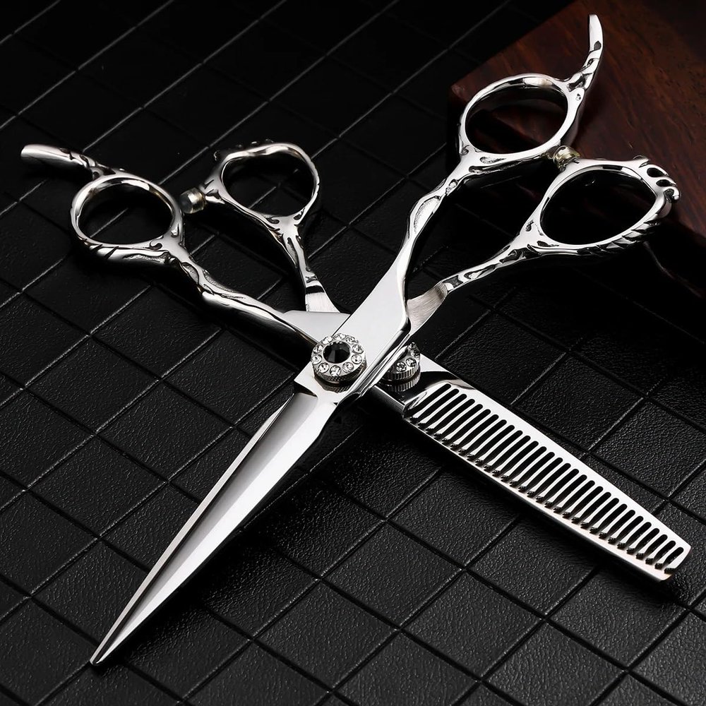 6.0 Inch VG10 Steel Barber Scissors Set - Professional Hair Cutting Shears & Thinning Shears for Hairdressers