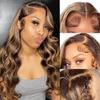 13x6 Honey Blonde Body Wave Lace Front Wigs Human Hair Pre Plucked 200% Density 4/27 Ombre Frontal Wigs HD Lace Front Wig Glueless Highlight Wigs for Black Women Human Hair Bleached Knots 22 inch view 1