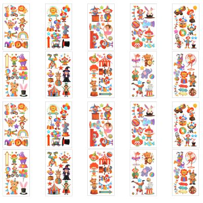 120PCS Carnival Circus Clown Temporary Tattoos, 60 Styles Carnival Theme Party Decorations Temporary Tattoos, Circus Theme Partys Decorations Carnivals Party Favors