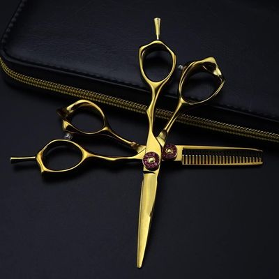 Hair Cutting Scissors, 5 Inch Professional Steel Scissor Gold Hair Scissors Haircut Thinning Barber Tools Cutting Shears Hairdressing Scissors Set(