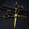 Hair Cutting Scissors, 5 Inch Professional Steel Scissor Gold Hair Scissors Haircut Thinning Barber Tools Cutting Shears Hairdressing Scissors Set( view 1