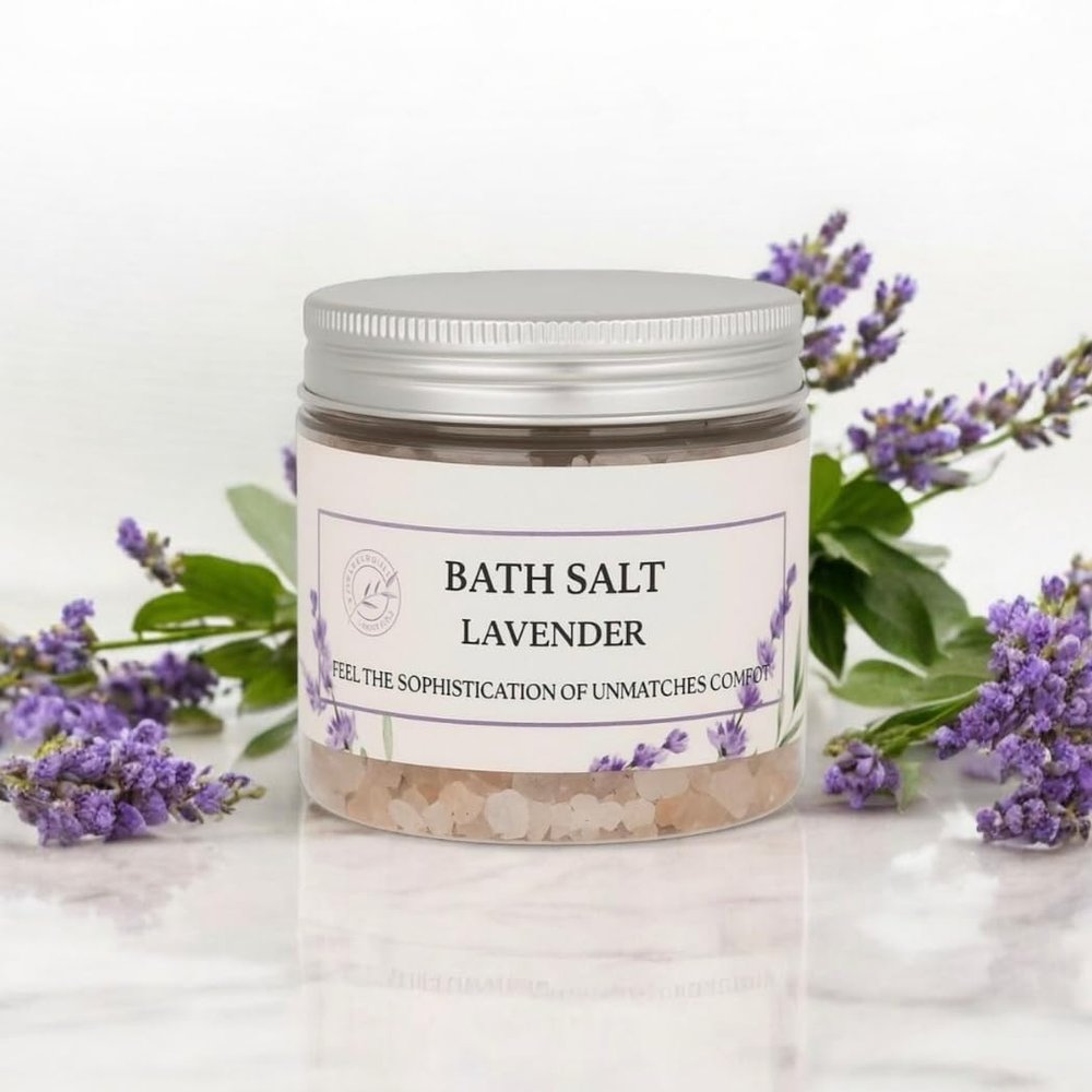 Himalayan Bath Salt with Lavender Petals, Essential Oil & Epsom Salt 170g Gift Pack  Relaxing Aromatherapy Soak, Detox & Wellness Spa Salt