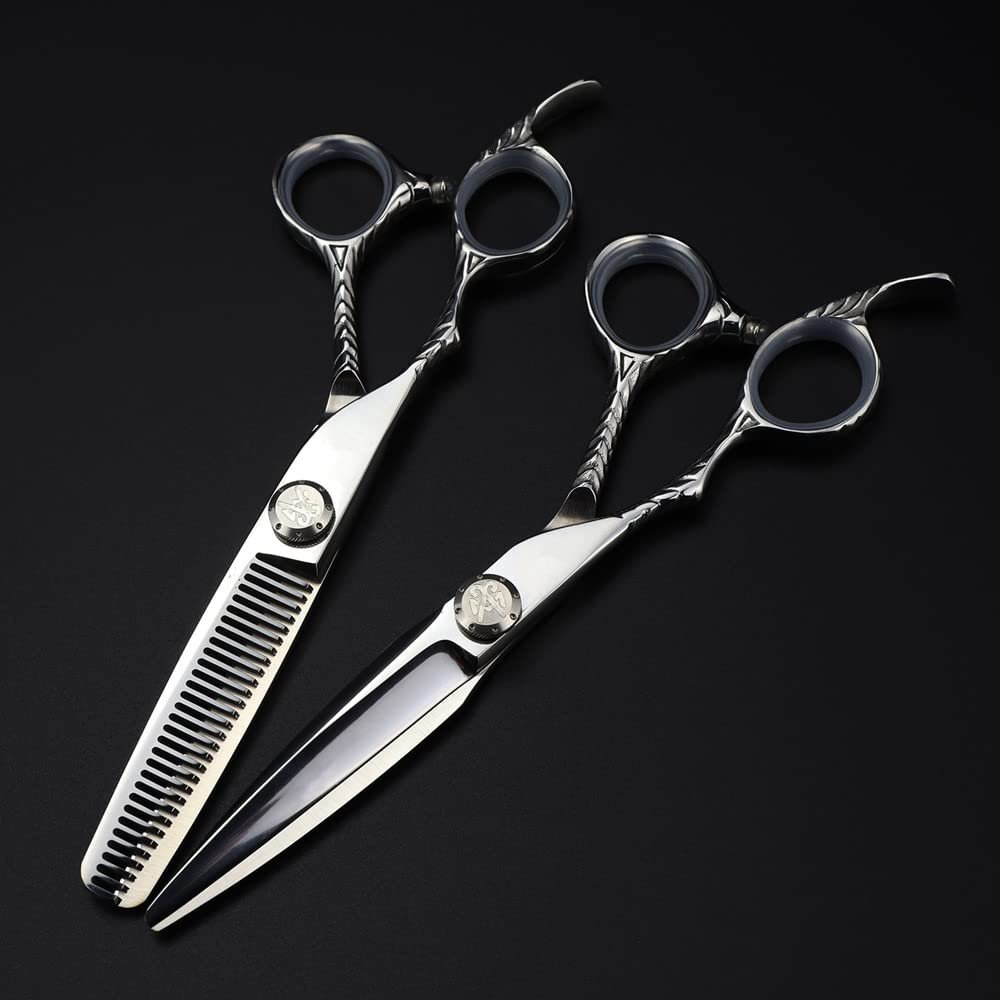 6 Inch Left-Handed Hair Cutting Shears - Japan 440C Steel - Barber Thinning Scissors