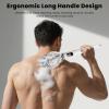 Electric Body Brush Back Scrubber for Shower, Electric Body Brush with Long Handle, Waterproof Rechargeable Bath Brush Body Scrubber with 3 Brush Heads for Cleansing and Exfoliating Skin (Milky White view 2