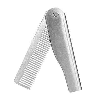COOLHIYA Stainless Steel Beard Comb with Cover Portable Multifunctional Static Pocket Comb for Mens Hair Mustache and Beard Styling Compact Travel Grooming Tool in Silver