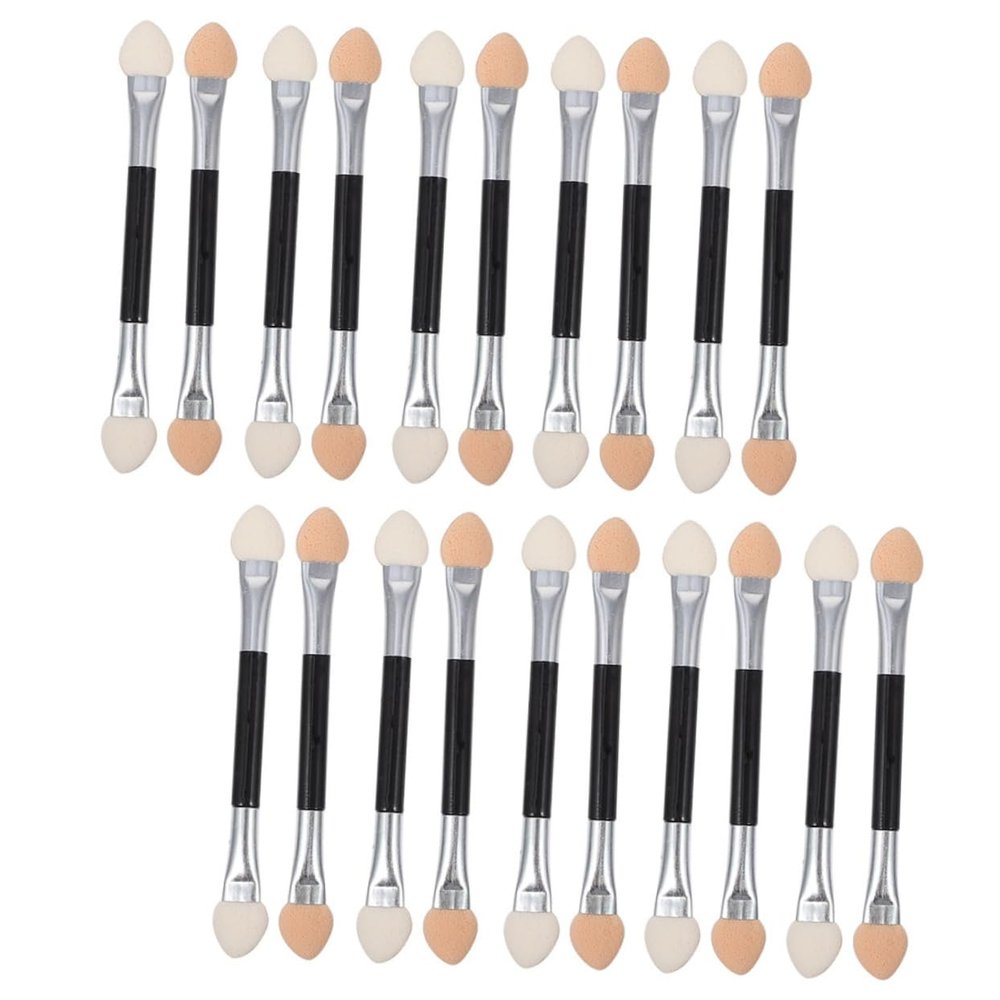 CLISPEED 30pcs Convenient Dual Ended Eyeshadow Stick Makeup Brushes Lightweight Portable Eye Shadow Brush Applicators for Eyeliner Eyebrow and Face Painting Aluminum Tube Design