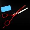 6 Inch Japan 440C Red Hair Scissors Set - Professional Barber Thinning Shears view 3