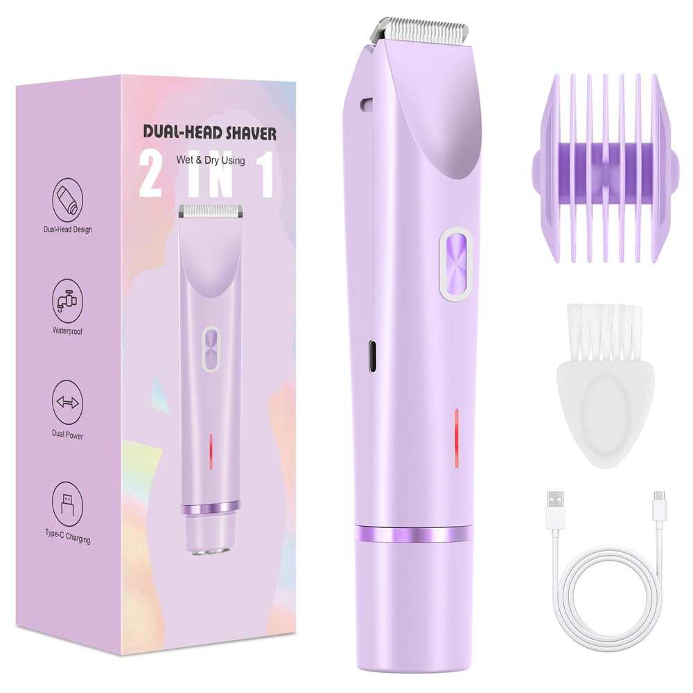 Bikini Trimmer for Women,Dermave Bikini Shaver,Electric Razors for Women Pubic Hair (Purple)